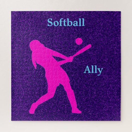 Softball Paarse Glitter Girls Jigzaag Puzzle Legpuzzel (Verticaal)