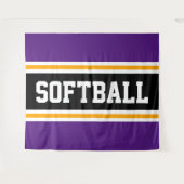 SOFTBALL Paarse Zwart Wit Geel Racing Stripes Wandkleed (Voorkant (horizontaal))