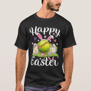 Softball Paasjacht Floral Softball Pasen T-shirt