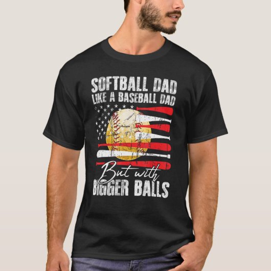Softball Pap als een honkbal pa Vlag D T-shirt (Voorkant)