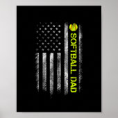 Softball Pap American Flag Softball Poster (Voorkant)