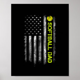Softball Pap American Flag  Softball Poster