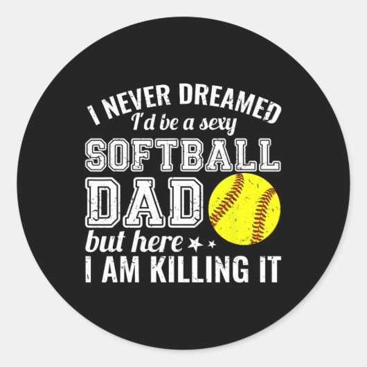 Softball pap hier ik maak het grappig ronde sticker (Voorkant)