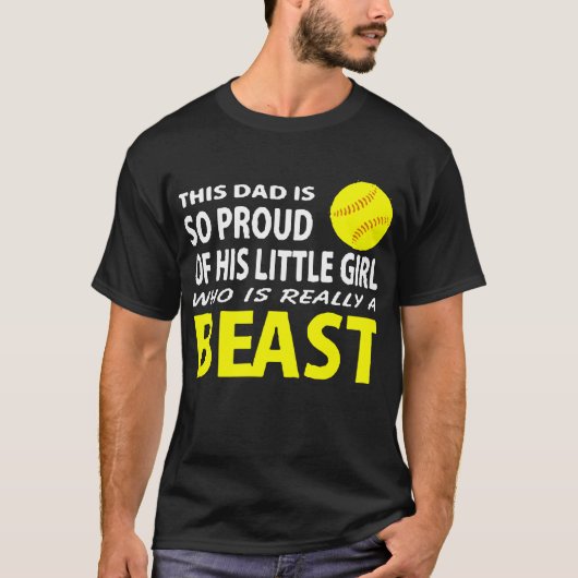 Softball Pap is trots op zijn kleine meisje dat T-shirt (Voorkant)