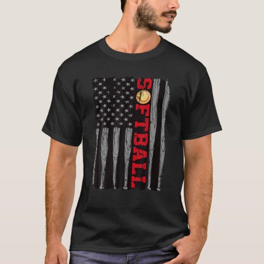 Softball Pap Mam 4e juli Amerikaanse Blac T-shirt (Voorkant)