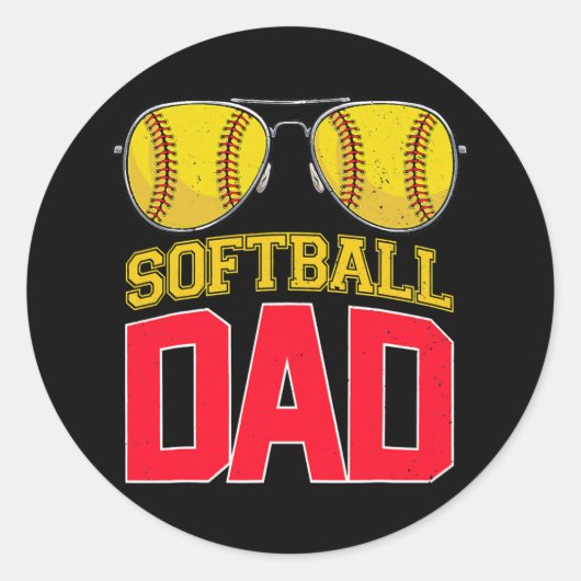 Softball Pap Proud Papa van Softball Player Ronde Sticker (Voorkant)