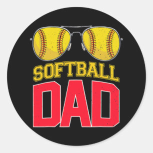 Softball Pap Proud Papa van Softball Player Ronde Sticker