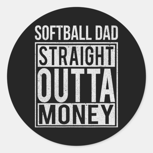 Softball Pap recht buiten geld Gift Ronde Sticker (Voorkant)