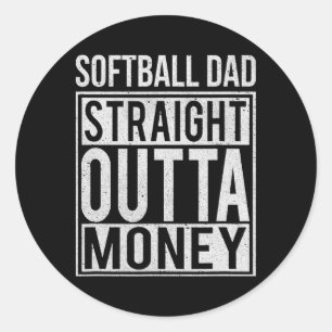 Softball Pap recht buiten geld Gift Ronde Sticker