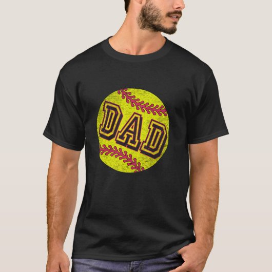 Softball Pap  Retro Fathers Day Softball T-shirt (Voorkant)