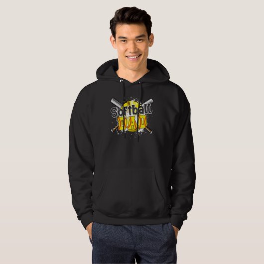 Softball Pap Vader Game Day Vaderdag Matting Hoodie (Voorkant volledig)
