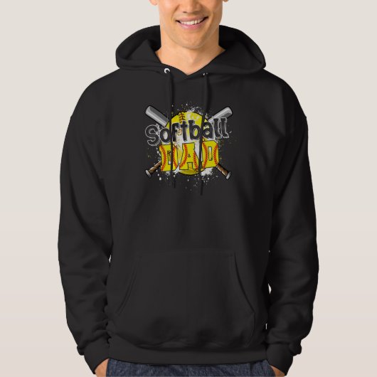 Softball Pap Vader Game Day Vaderdag Matting Hoodie (Voorkant)