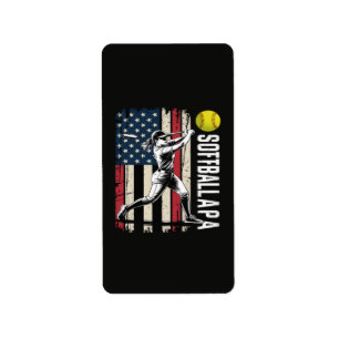 Softball Papa Amerikaans Amerikaanse vlag Etiket