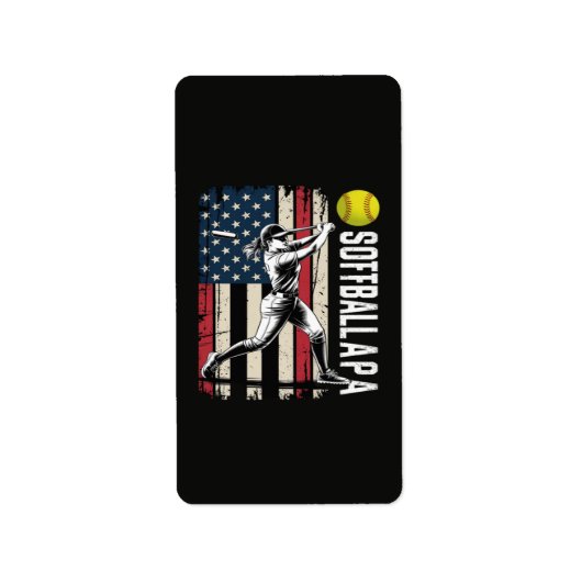 Softball Papa Amerikaans Amerikaanse vlag Etiket (Voorkant)