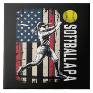 Softball Papa Amerikaans Amerikaanse vlag Tegeltje