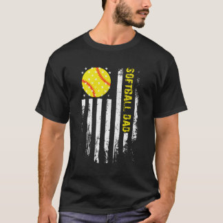 Softball Papa Amerikaanse vlag Softball T-shirt
