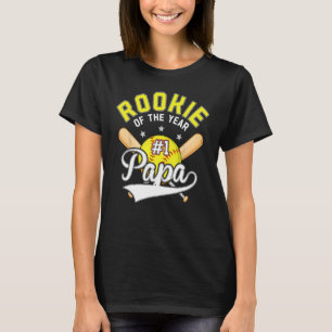 Softball Papa Rookie van het Jaar 1e B dag Thema M T-shirt