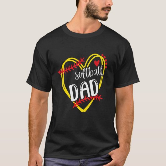 Softball Papa Tante Softbal Softbal Hart T-shirt (Voorkant)