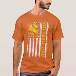 Softball Papa USA Amerikaanse Vlag Patriottische V T-shirt