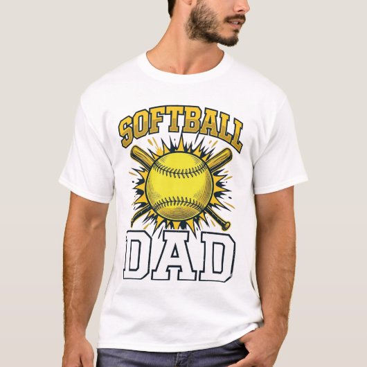 Softball Papa Vintage Gravure Shirt Ontwerp_1 (Voorkant)