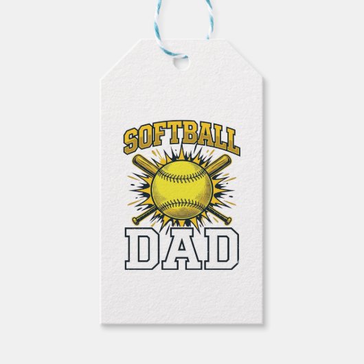 Softball Papa Vintage Gravure Shirt Ontwerp_1 Cadeaulabel (Voorkant)