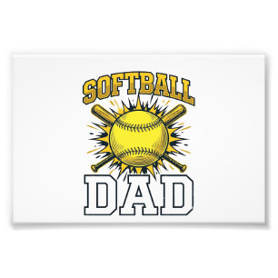 Softball Papa Vintage Gravure Shirt Ontwerp_1 Foto Afdruk