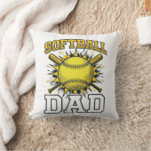 Softball Papa Vintage Gravure Shirt Ontwerp_1 Kussen (Deken)