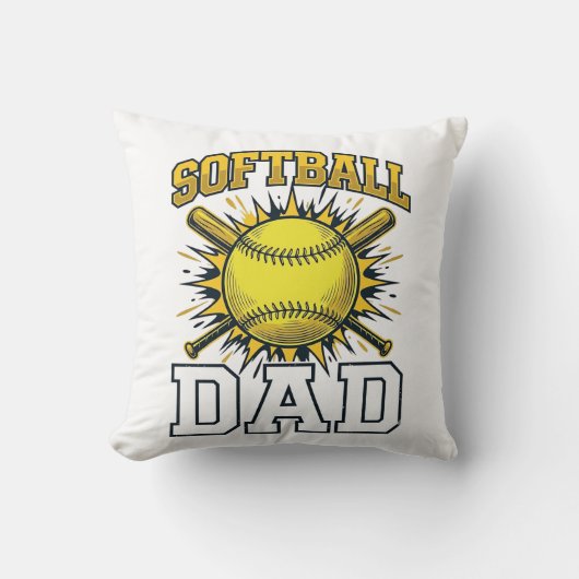 Softball Papa Vintage Gravure Shirt Ontwerp_1 Kussen (Voorkant)