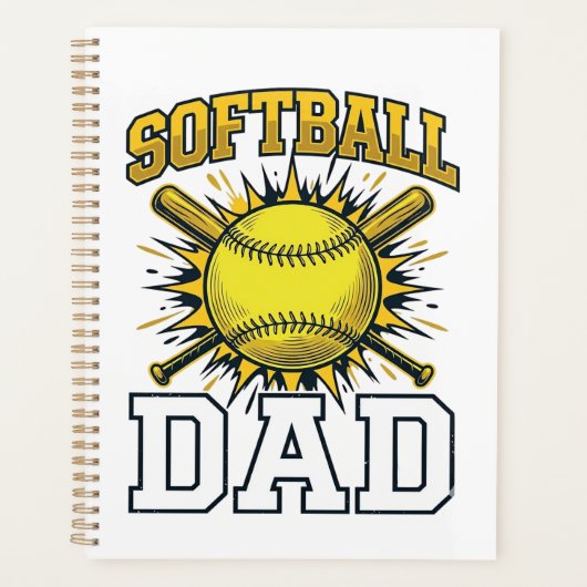 Softball Papa Vintage Gravure Shirt Ontwerp_1 Planner (Voorkant)