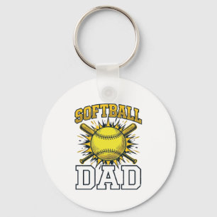 Softball Papa Vintage Gravure Shirt Ontwerp_1 Sleutelhanger
