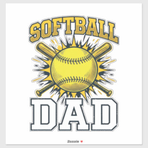 Softball Papa Vintage Gravure Shirt Ontwerp_1 Sticker