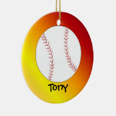 Softball personaliseren met naam keramisch ornament (Rechts)