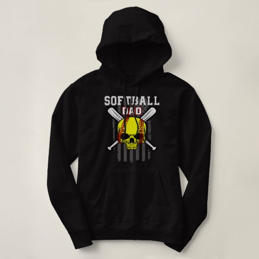 Softball Pitcher Hitter Catcher Skull Dad  Hoodie (Design voorkant)