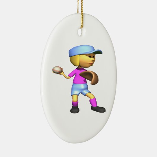 Softball Pitcher Keramisch Ornament (Rechts)