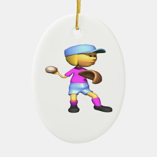 Softball Pitcher Keramisch Ornament (Voorkant)