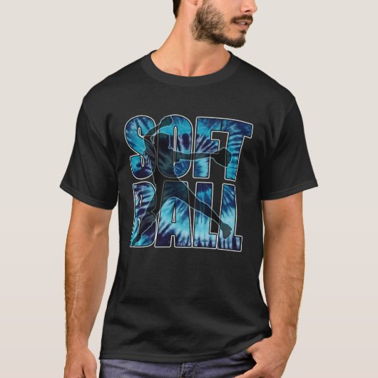 Softball Pitcher met Tie Dye Deep Blue Lettering T-shirt (Voorkant)