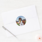 Softball Player Catcher met Jouw naam en nummer Ronde Sticker (Envelop)