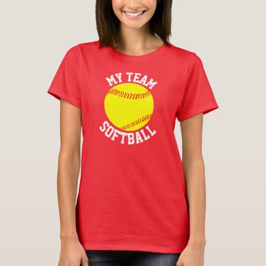 Softball Player Custom Color & Team Name T-shirt (Voorkant)