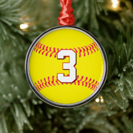 Softball Player Custom Jersey Number Kerstmis Metalen Ornament