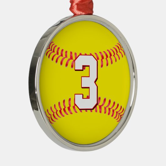 Softball Player Custom Jersey Number Kerstmis Metalen Ornament (Rechts)