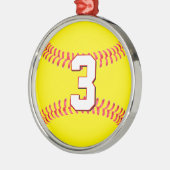 Softball Player Custom Jersey Number Kerstmis Metalen Ornament (Links)