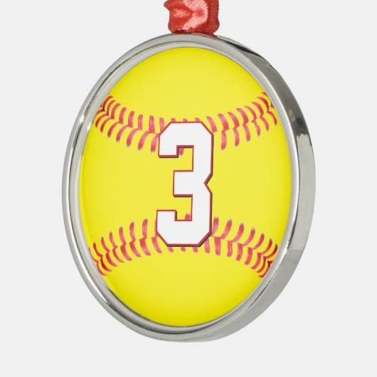 Softball Player Custom Jersey Number Kerstmis Metalen Ornament (Links)