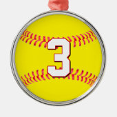 Softball Player Custom Jersey Number Kerstmis Metalen Ornament (Voorkant)