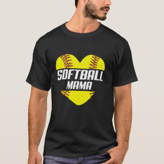 Softball Player Family Gifts Softball Mama Heart T-shirt