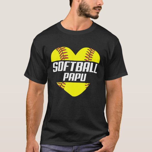 Softball Player Family Gifts Softball Papu Heart T-shirt (Voorkant)