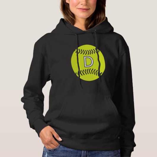 Softball Player Favorite Letter Initial D Hoodie (Voorkant)