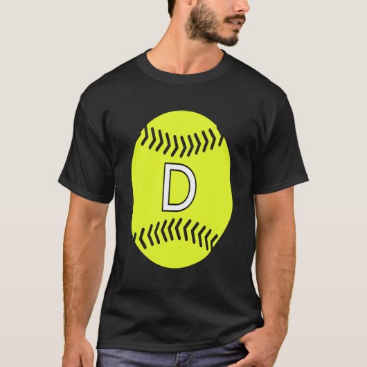 Softball Player Favorite Letter Initial D T-shirt (Voorkant)