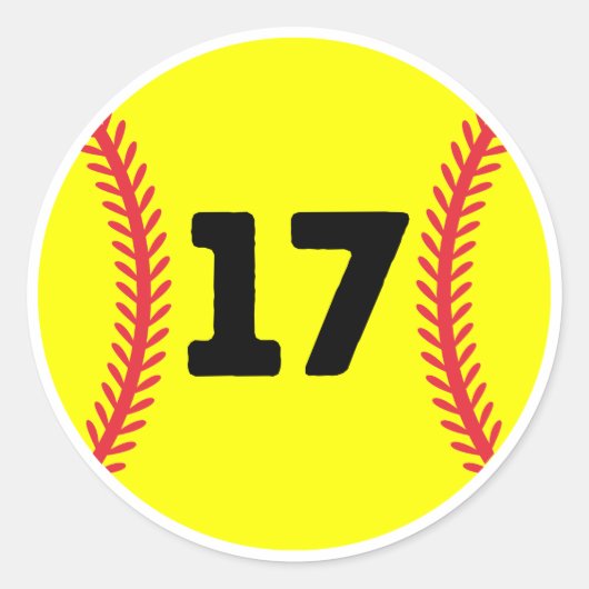Softball Player Jersey Favorite Number #17 Ronde Sticker (Voorkant)