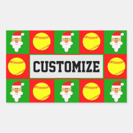 Softball Player Kerstkerstkerstkerstkerstnaam - Aa Rechthoekige Sticker