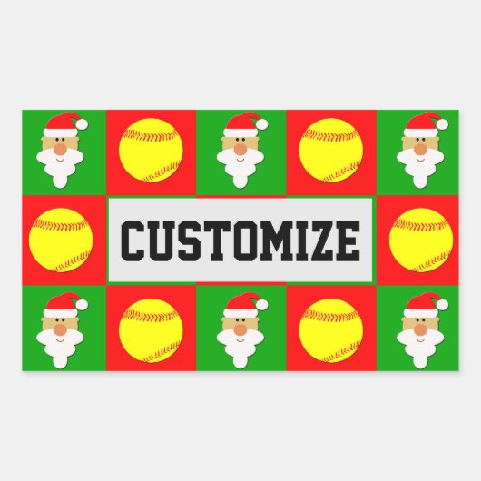 Softball Player Kerstkerstkerstkerstkerstnaam - Aa Rechthoekige Sticker (Voorkant)